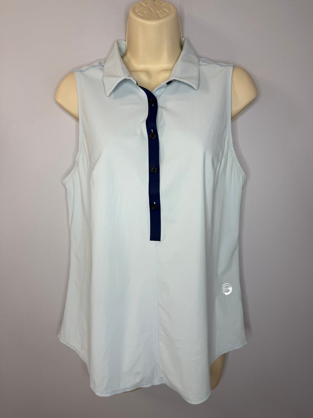 Foray Golf Core Sleeveless Polo Shirt Women's M Performance Light Blue
